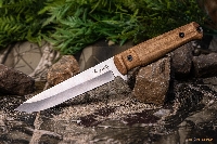 Нож Alpha 420НС SW (Stonewash, дерево, кожаный чехол) - фото №2