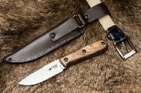 Нож Colada AUS-8 SW (Stonewash, Дерев. рукоять, Кожаный чехол) - фото №2