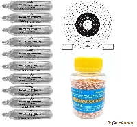 Набор для пневматики: баллончики CO2 12гр Borner 10 шт. + шари