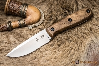 Нож Colada AUS-8 SW (Stonewash, Дерев. рукоять, Кожаный чехол)