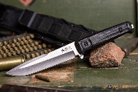 Нож Delta AUS-8 SW G10 (Stonewash, черная рукоять, черные ножны, черный G10 )