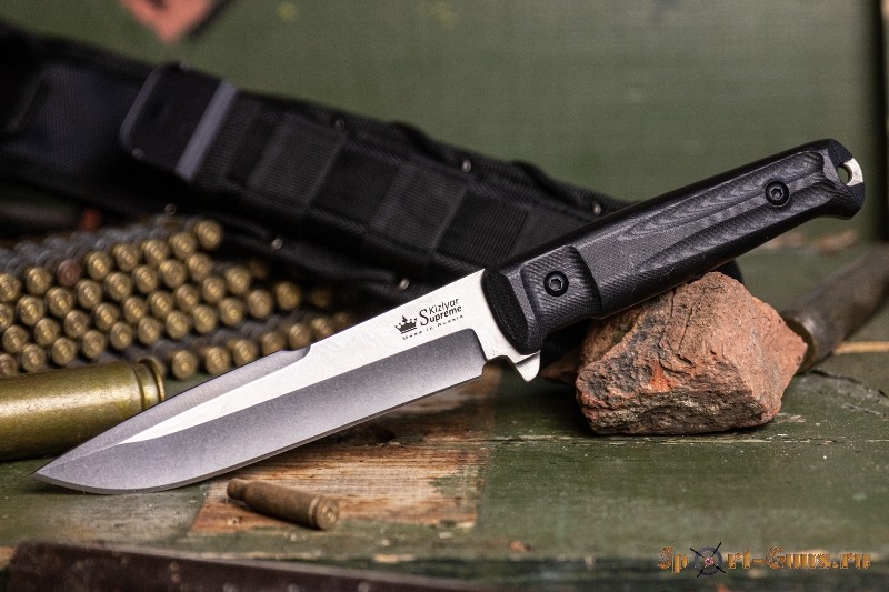 Нож Delta AUS-8 SW G10 (Stonewash, черная рукоять, черные ножны, черный G10 )
