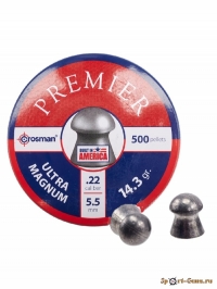 Пули пневматические Crosman Domed Premier 5.5 мм. 0.93 гр. 14,3 гран, (500 шт,.)