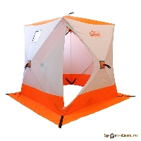 Палатка зимняя куб СЛЕДОПЫТ 1,5 х1,5 м, Oxford 240D PU 1000, 2-местная бело-оранж. PF-TW-01