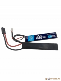 Аккумулятор BlueMAX 7.4V Lipo 1100mAh 20C nunchuck 2х(5.2x21x102)  AUG, G36, М-серия цевье, MP40 (20