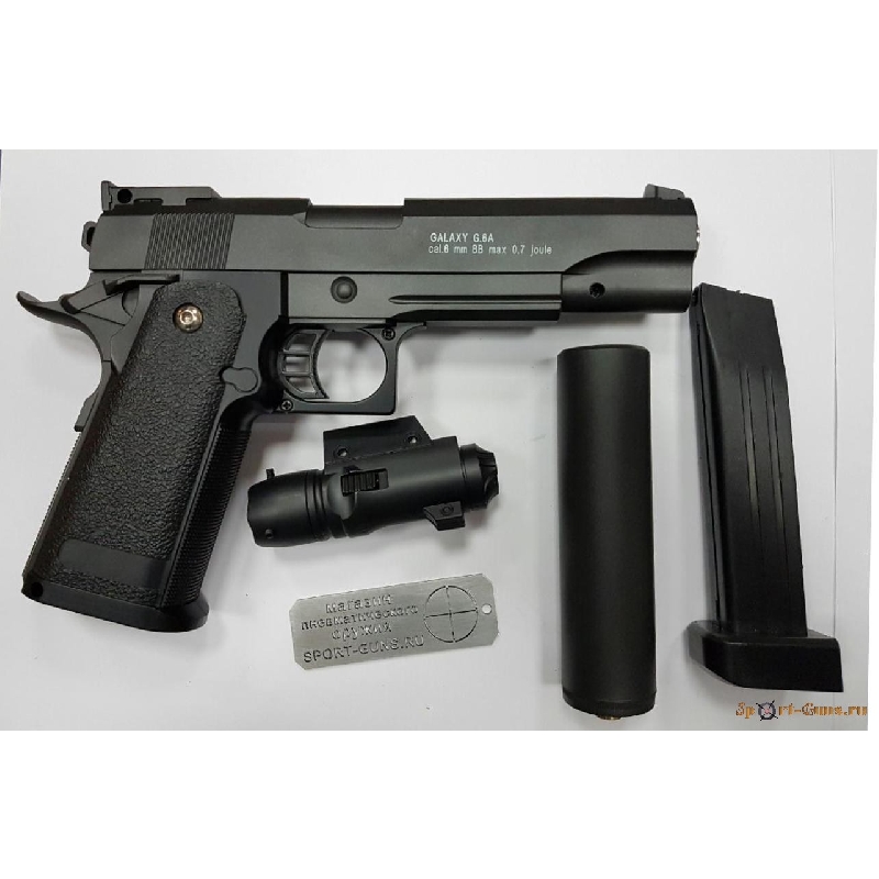 Пистолет COLT 1911 PD с глушителем и лцу (Galaxy G6А)