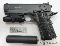Модель пистолета Colt 1911 PD Rail с глушителем и ЛЦУ ( Galaxy G.25A )