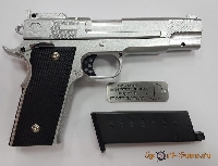 Страйкбольный пистолет Galaxy G.20S (Browning HP) серебристый - фото №1